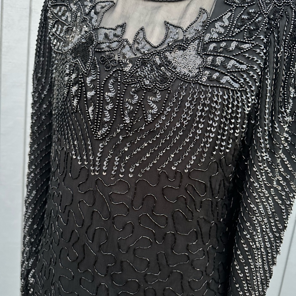 Denise Elle Black Beads and Sequins Blouse - Picture 3 of 12